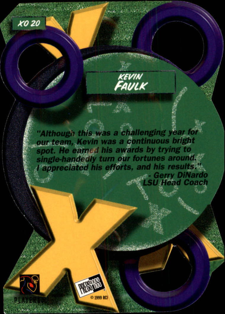 1999 Press Pass X's and O's #XO20 Kevin Faulk back image