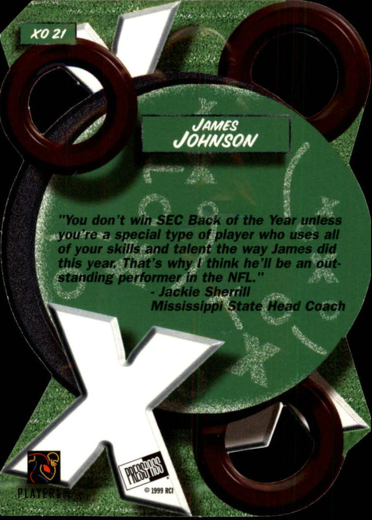 1999 Press Pass X's and O's #XO21 James Johnson back image