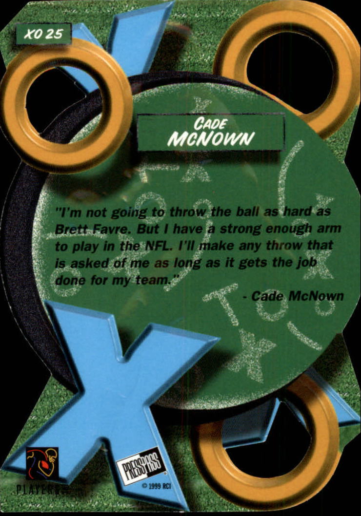 1999 Press Pass X's and O's #XO25 Cade McNown back image