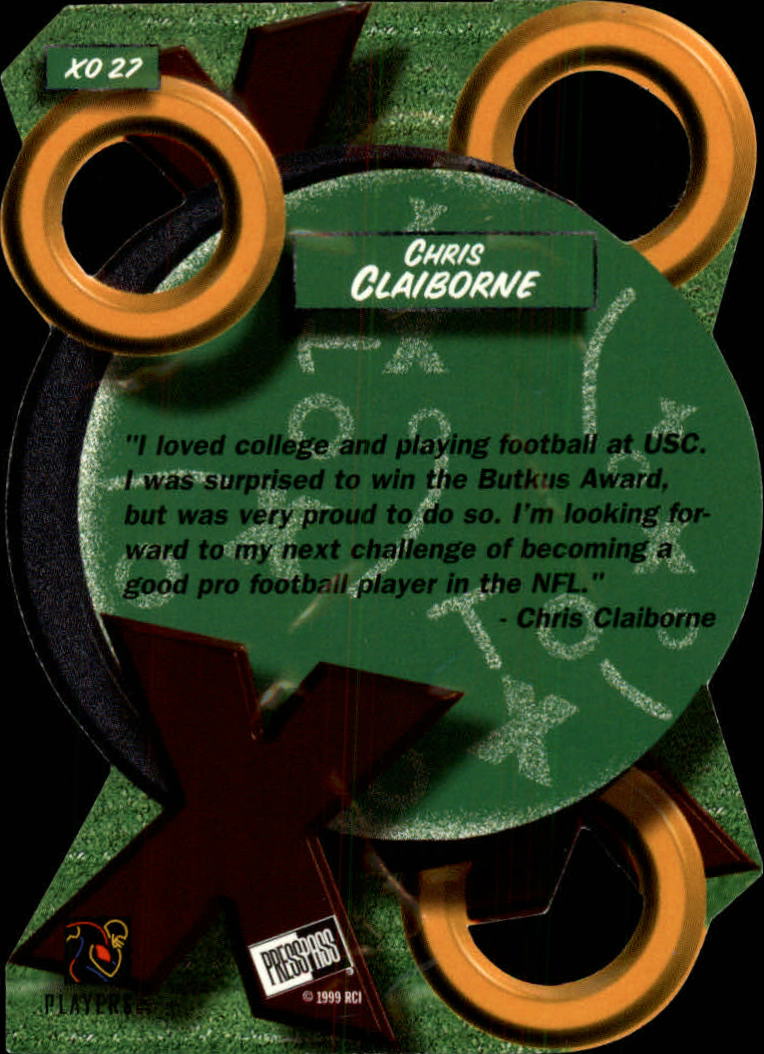 1999 Press Pass X's and O's #XO27 Chris Claiborne back image