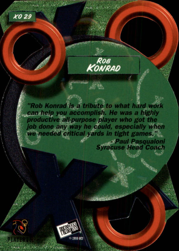 1999 Press Pass X's and O's #XO29 Rob Konrad back image