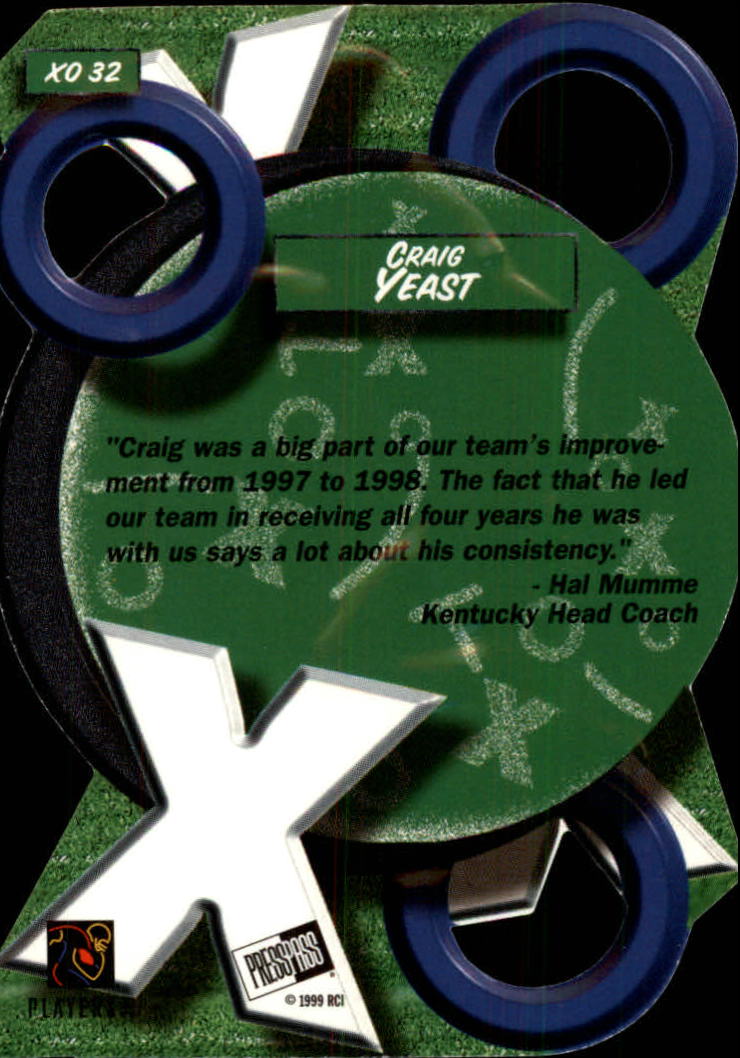 1999 Press Pass X's and O's #XO32 Craig Yeast back image