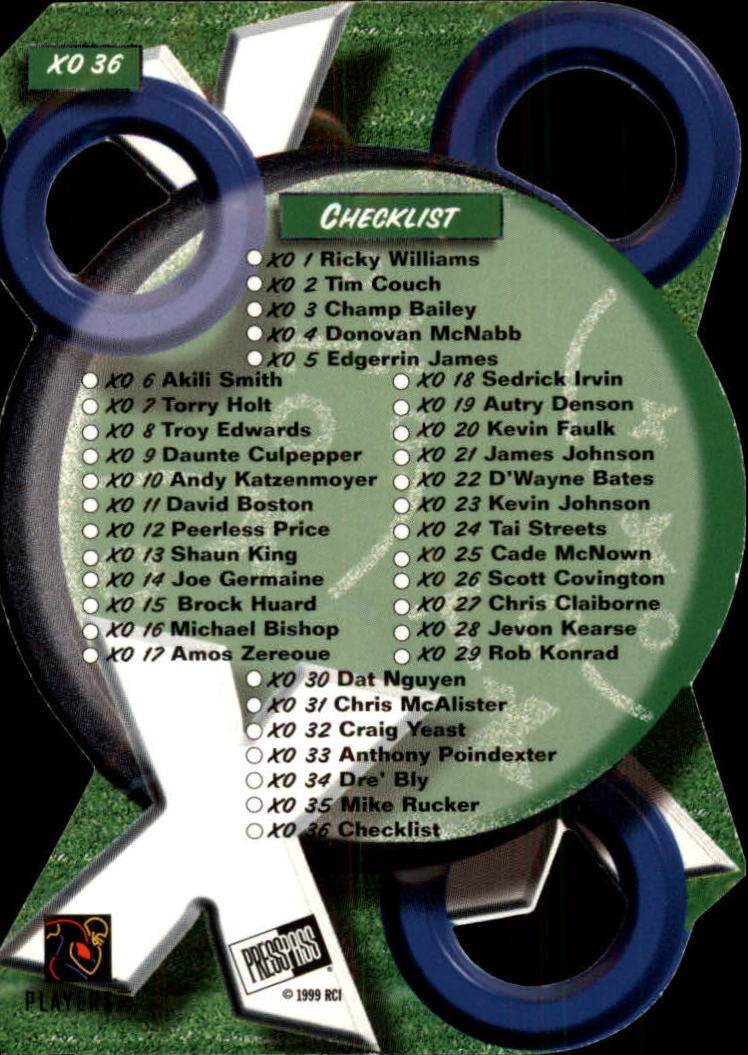 1999 Press Pass X's and O's #XO36 Tim Couch CL back image