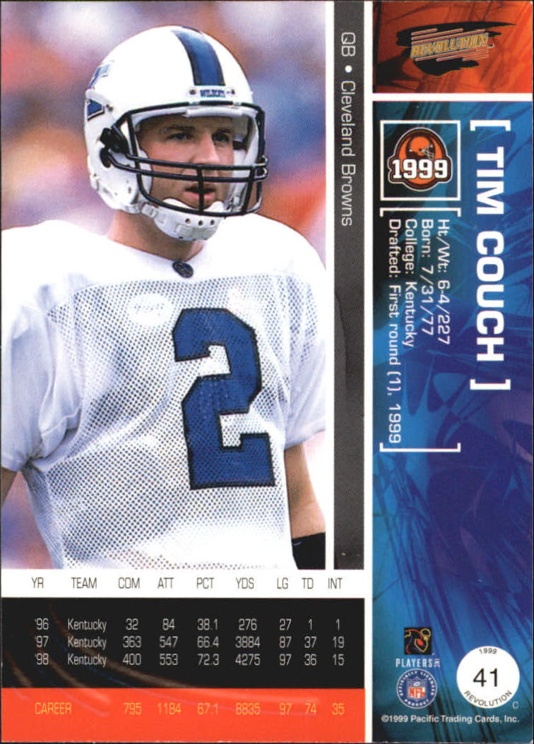 1999 Revolution #41 Tim Couch RC back image