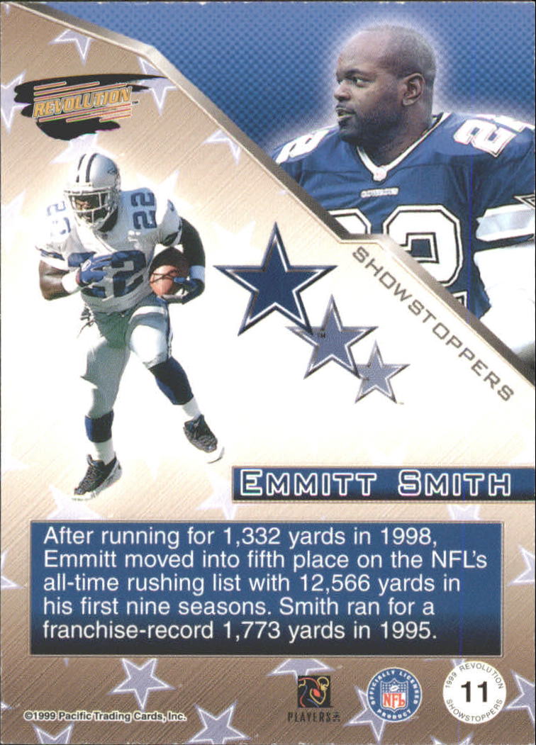 1999 Revolution Showstoppers #11 Emmitt Smith back image