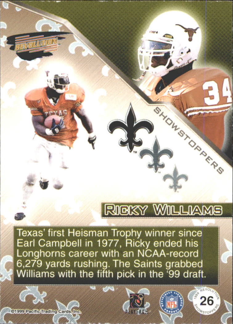1999 Revolution Showstoppers #26 Ricky Williams back image