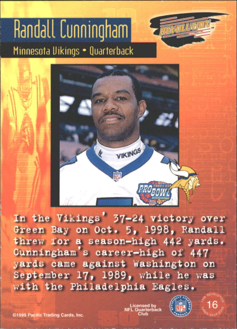 1999 Revolution Three-Deep Zone #16 Randall Cunningham back image