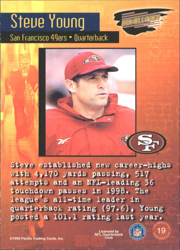 1999 Revolution Three-Deep Zone #19 Steve Young back image