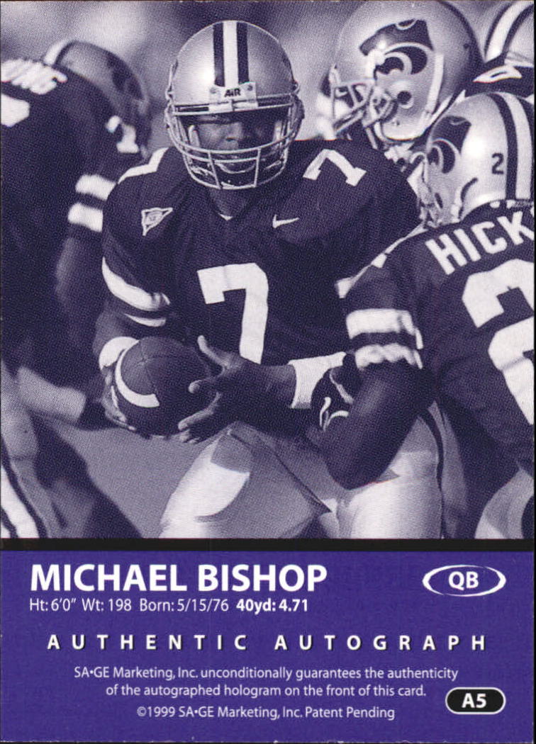 1999 SAGE Autographs Bronze #A5 Michael Bishop/650 back image