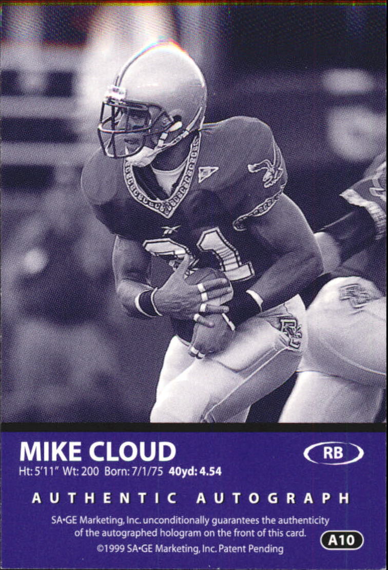 1999 SAGE Autographs Silver #A10 Mike Cloud/175 back image