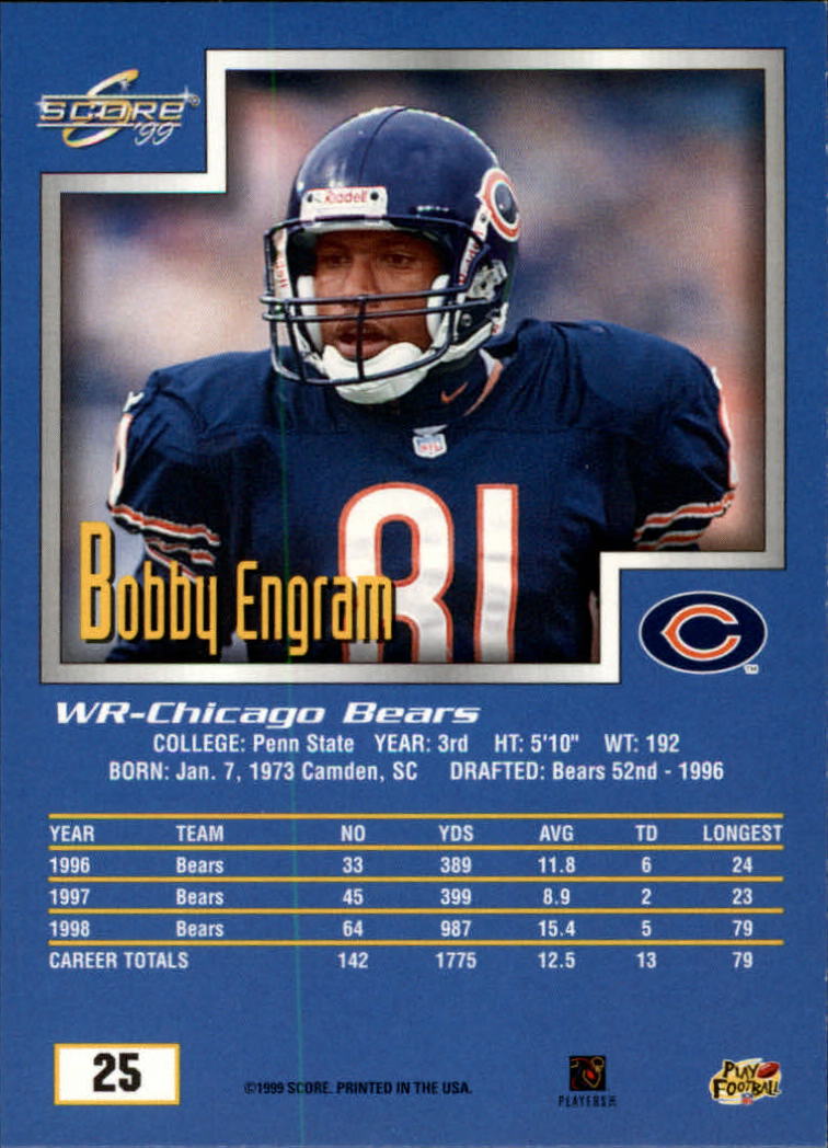 1999 Score #25 Bobby Engram back image