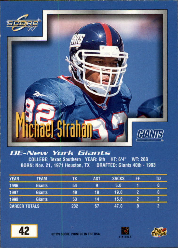 1998 Score Michael Strahan #48 New York Giants