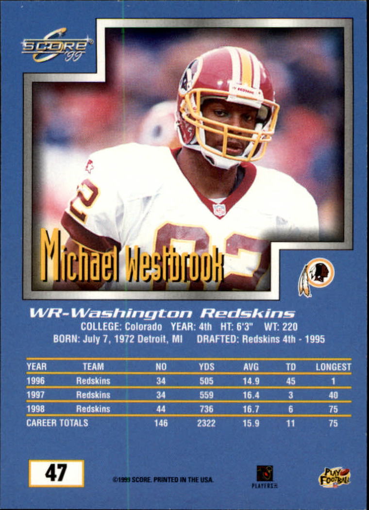 1999 Score #47 Michael Westbrook back image