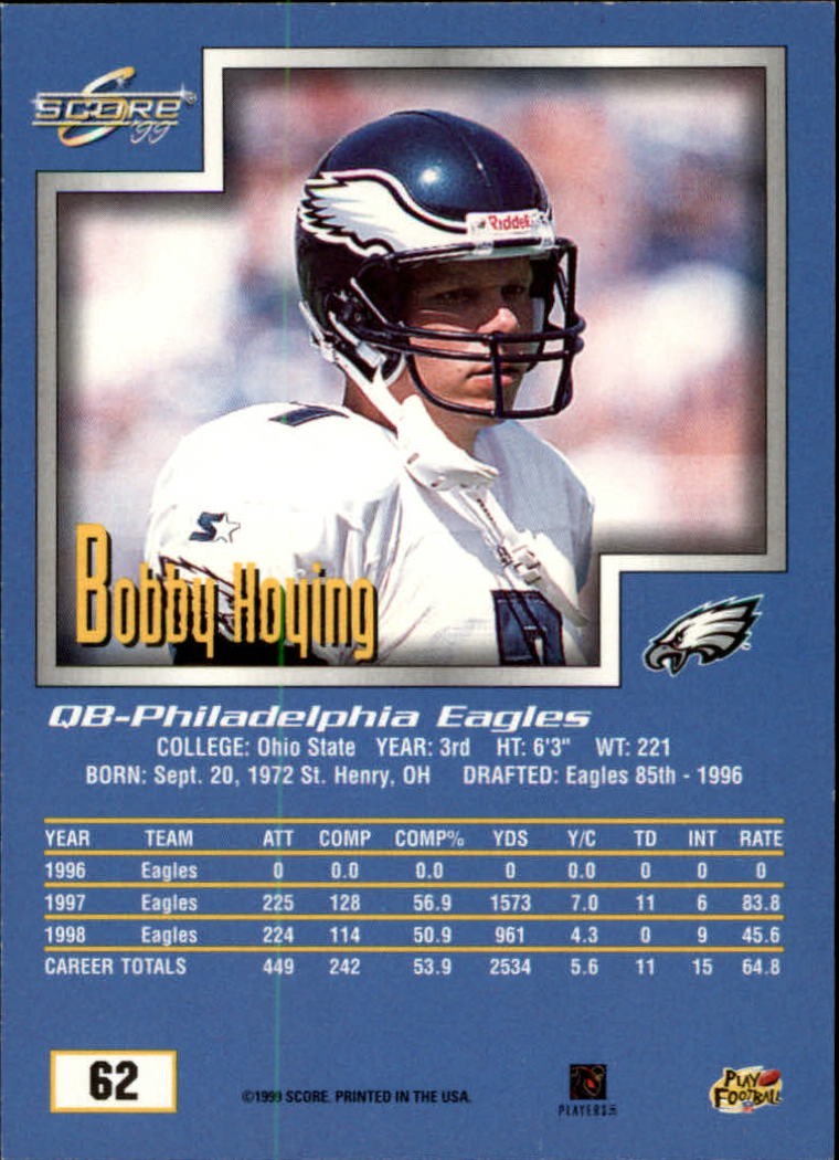 1999 Score #62 Bobby Hoying back image