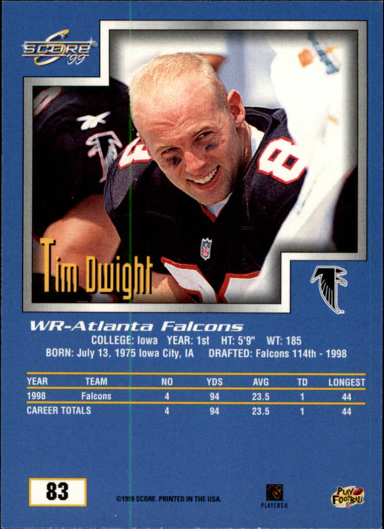 1999 Score #83 Tim Dwight back image