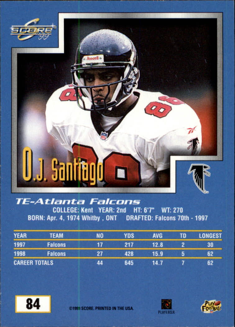 1999 Score #84 O.J. Santiago back image