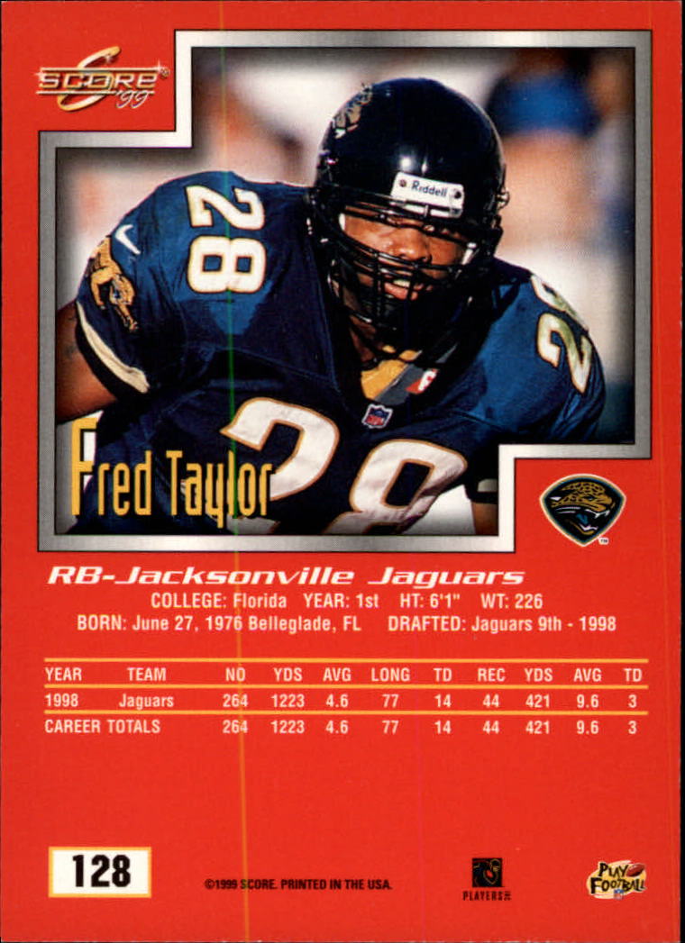 1999 Score #128 Fred Taylor back image