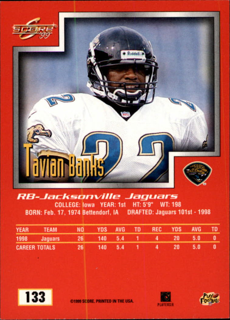 1999 Score #133 Tavian Banks back image