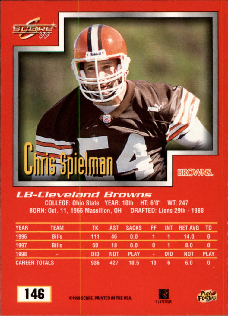 1999 Score #146 Chris Spielman back image