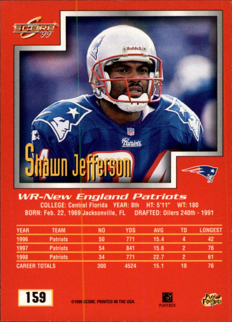 1999 Score #159 Shawn Jefferson back image