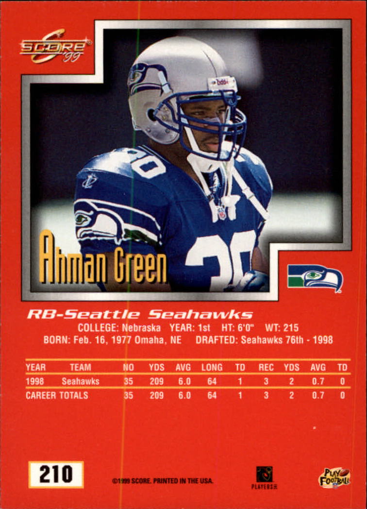 1999 Score #210 Ahman Green back image