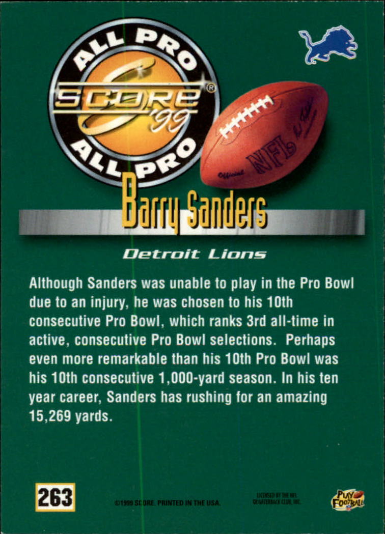 1999 Score #263 Barry Sanders AP back image