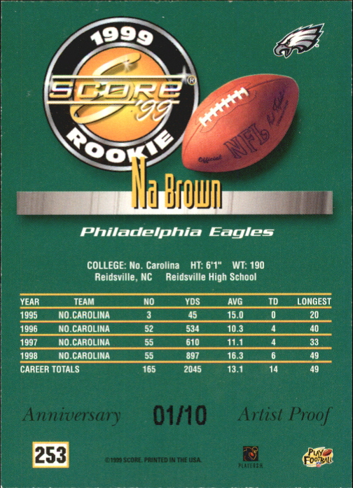 1999 Score Artist's Proofs #253 Na Brown back image