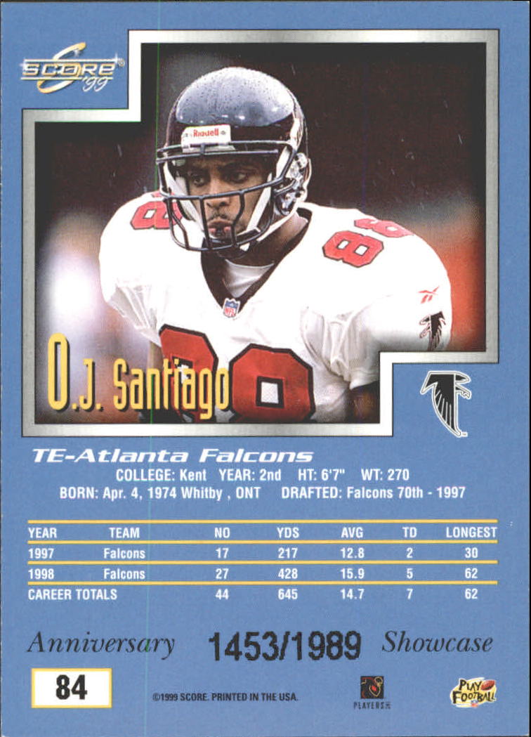 1999 Score Showcase #84 O.J. Santiago back image