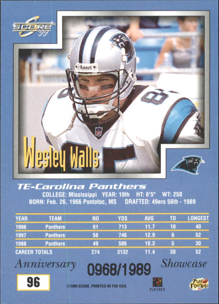 1999 Score Showcase #96 Wesley Walls - NM-MT