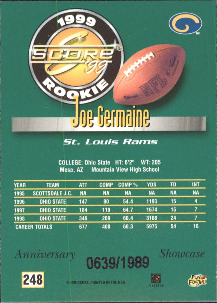 1999 Score Showcase #248 Joe Germaine back image