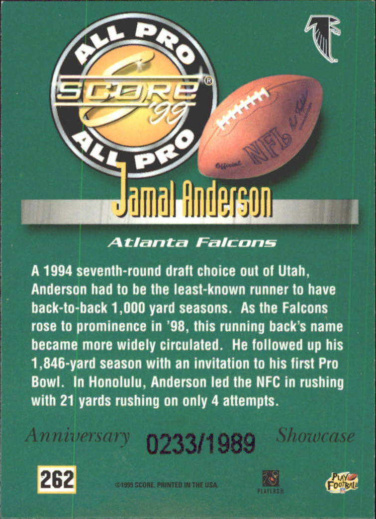1999 Score Showcase #262 Jamal Anderson back image