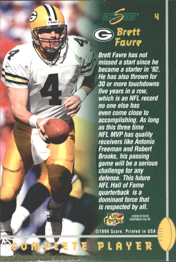 1999 Score Complete Players #4 Brett Favre back image