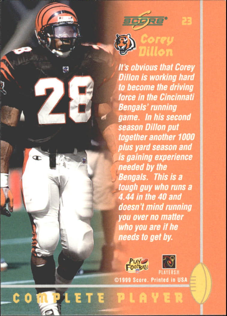 1999 Score Complete Players #23 Corey Dillon back image