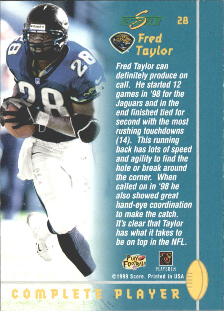 1999 Score Complete Players #28 Fred Taylor back image