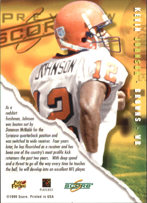 1999 Score Rookie Preview Autographs #19 Kevin Johnson back image