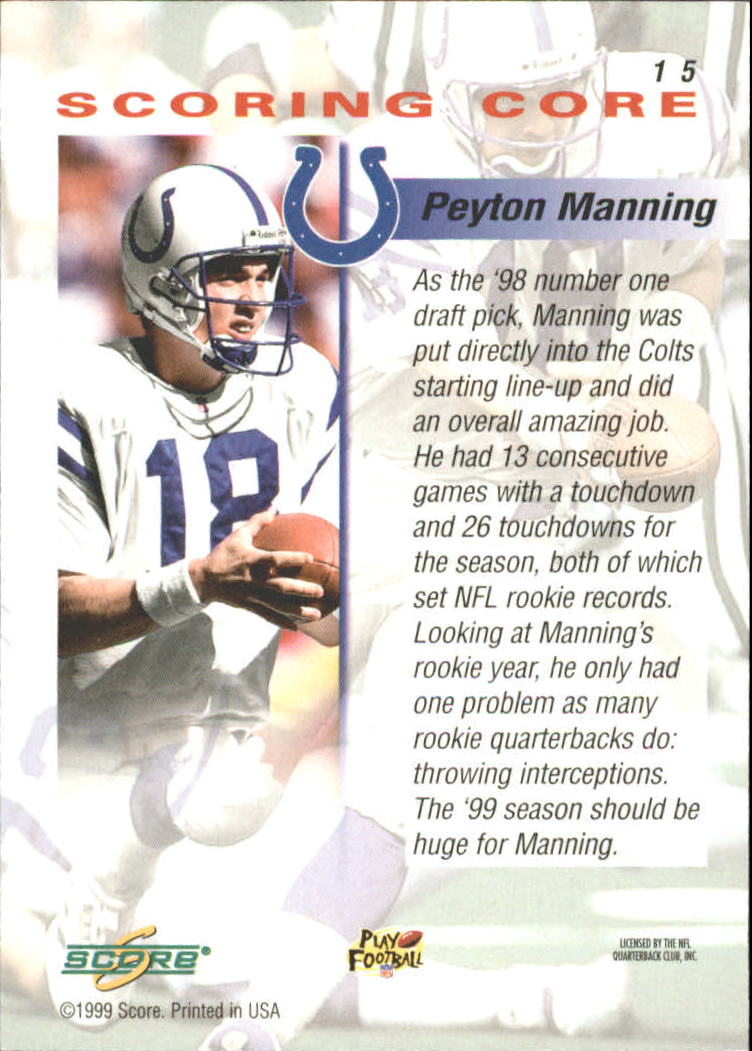 1999 Score Scoring Core #15 Peyton Manning back image