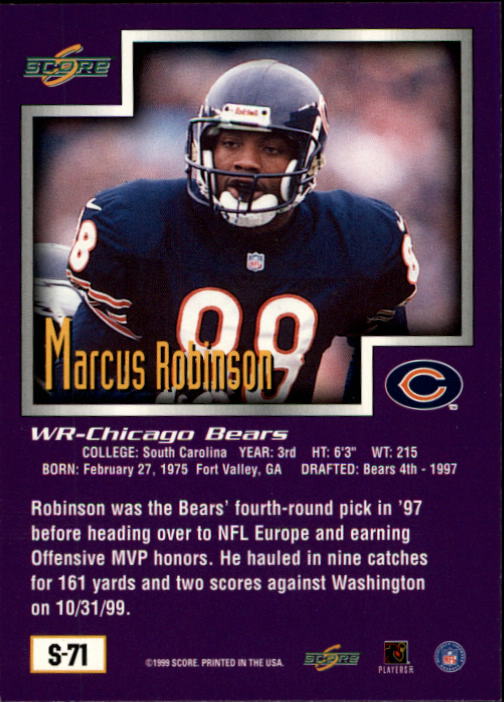 1999 Score Supplemental #S71 Marcus Robinson MS back image