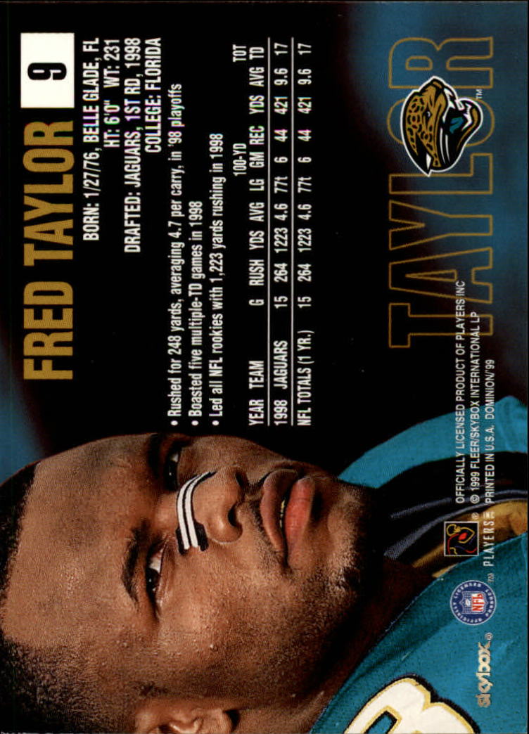 1999 SkyBox Dominion #9 Fred Taylor back image