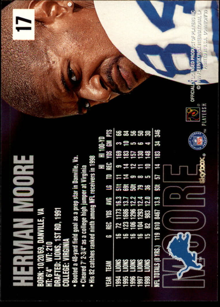 1999 SkyBox Dominion #17 Herman Moore back image