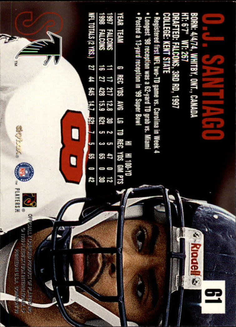1999 SkyBox Dominion #61 O.J. Santiago back image