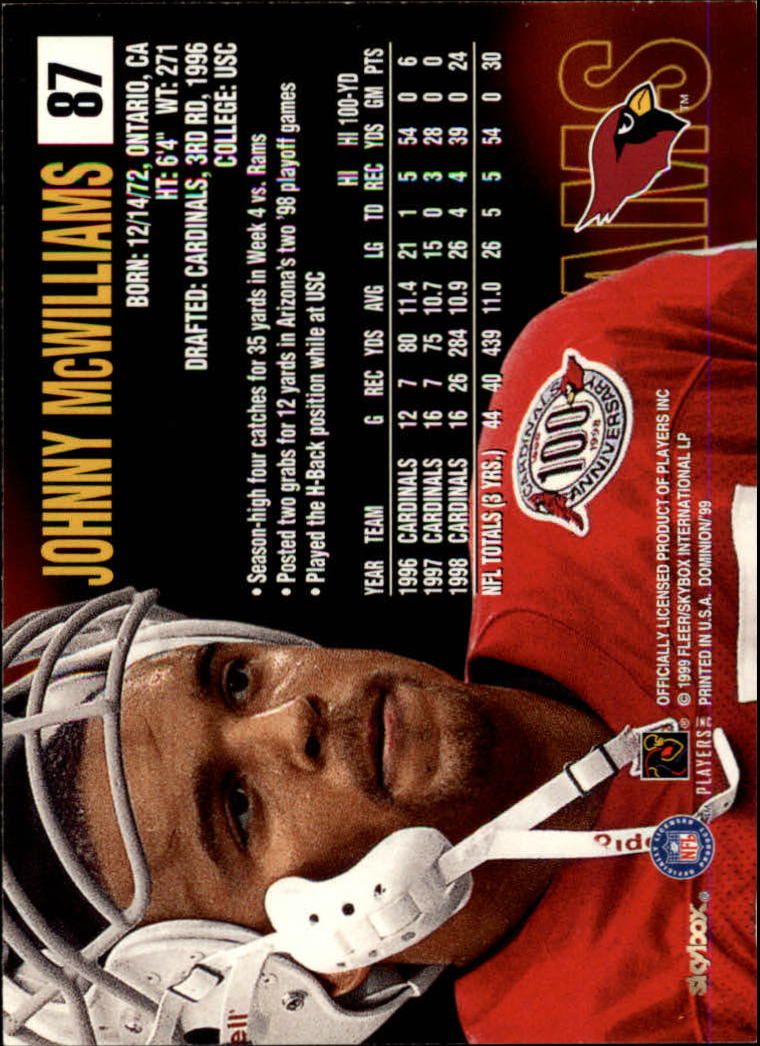 1999 SkyBox Dominion #87 Johnny McWilliams back image
