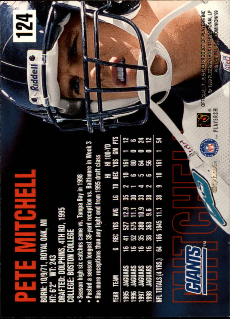 1999 SkyBox Dominion #124 Pete Mitchell back image