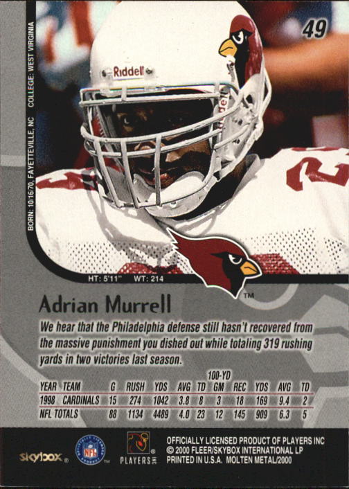 1999 Molten Metal (Skybox) Football "Main Set" Base Cards - Picture 73 of 203
