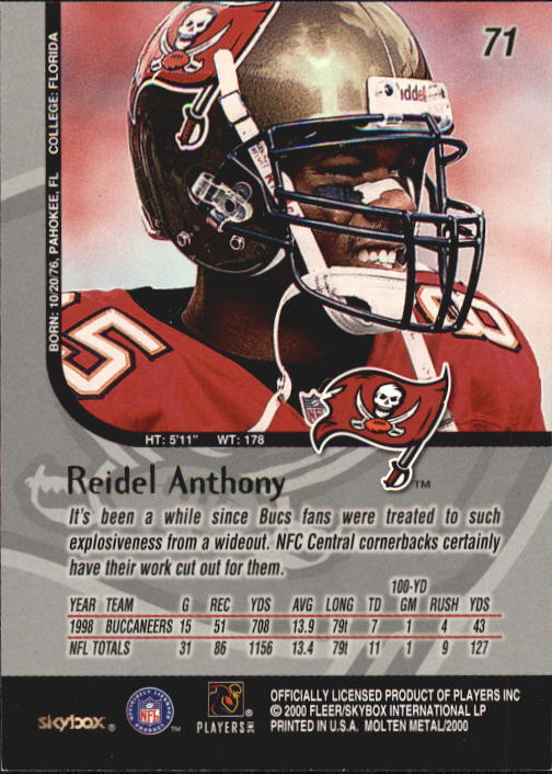1999 Molten Metal (Skybox) Football "Main Set" Base Cards - Picture 107 of 203