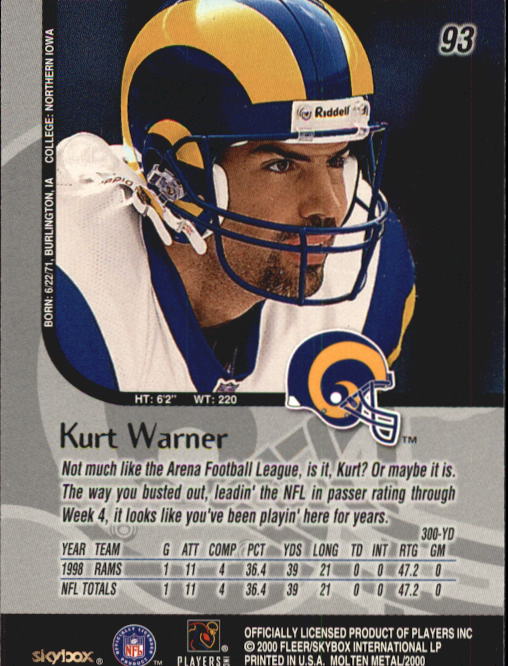 1999 Molten Metal (Skybox) Football "Main Set" Base Cards - Picture 143 of 203