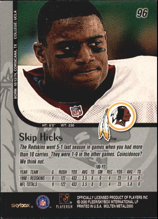 1999 Molten Metal (Skybox) Football "Main Set" Base Cards - Picture 147 of 203