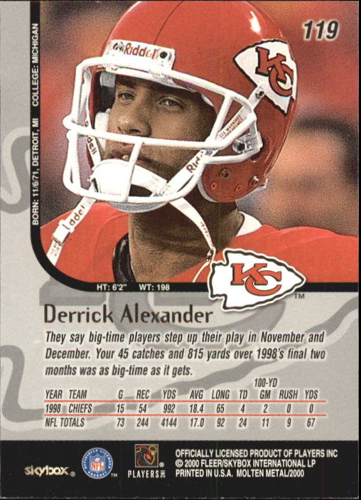 1999 Molten Metal (Skybox) Football "Main Set" Base Cards - Picture 187 of 203
