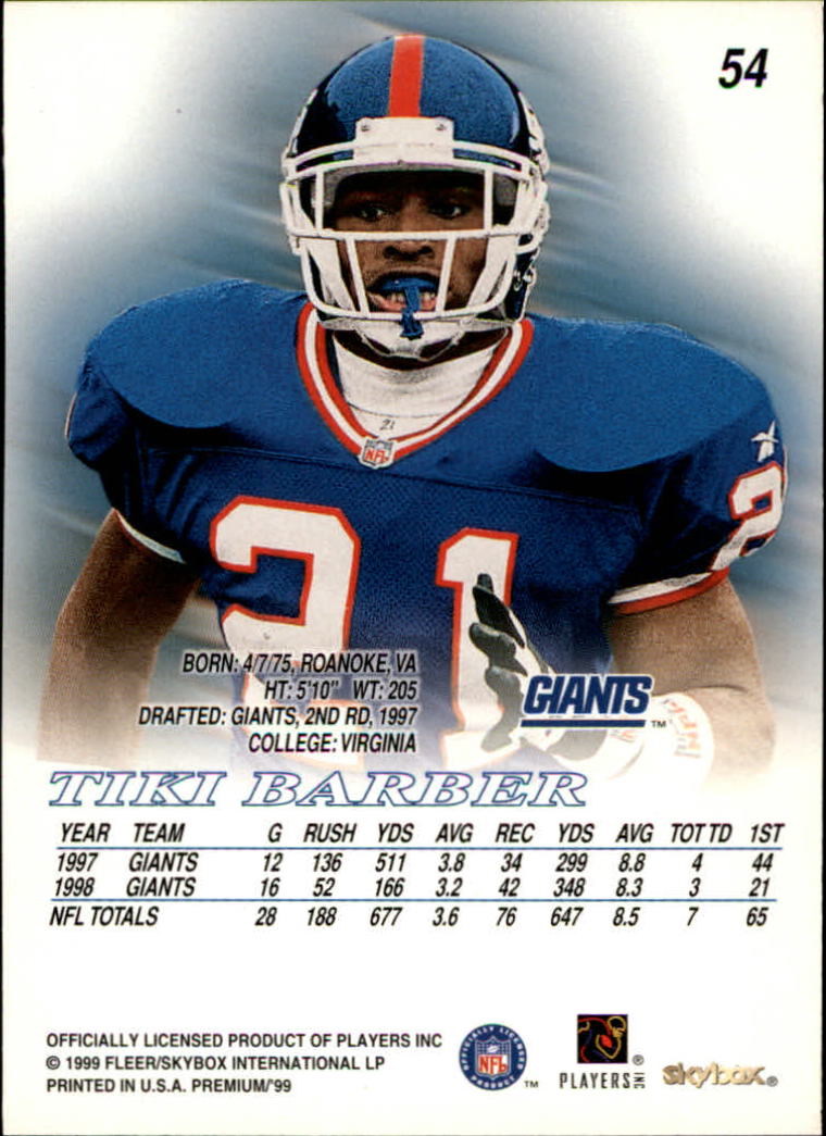 B0897- 1999 Skybox Premium Football Card #s 1-200 -You Pick- 15+ FREE US SHIP - Picture 99 of 349
