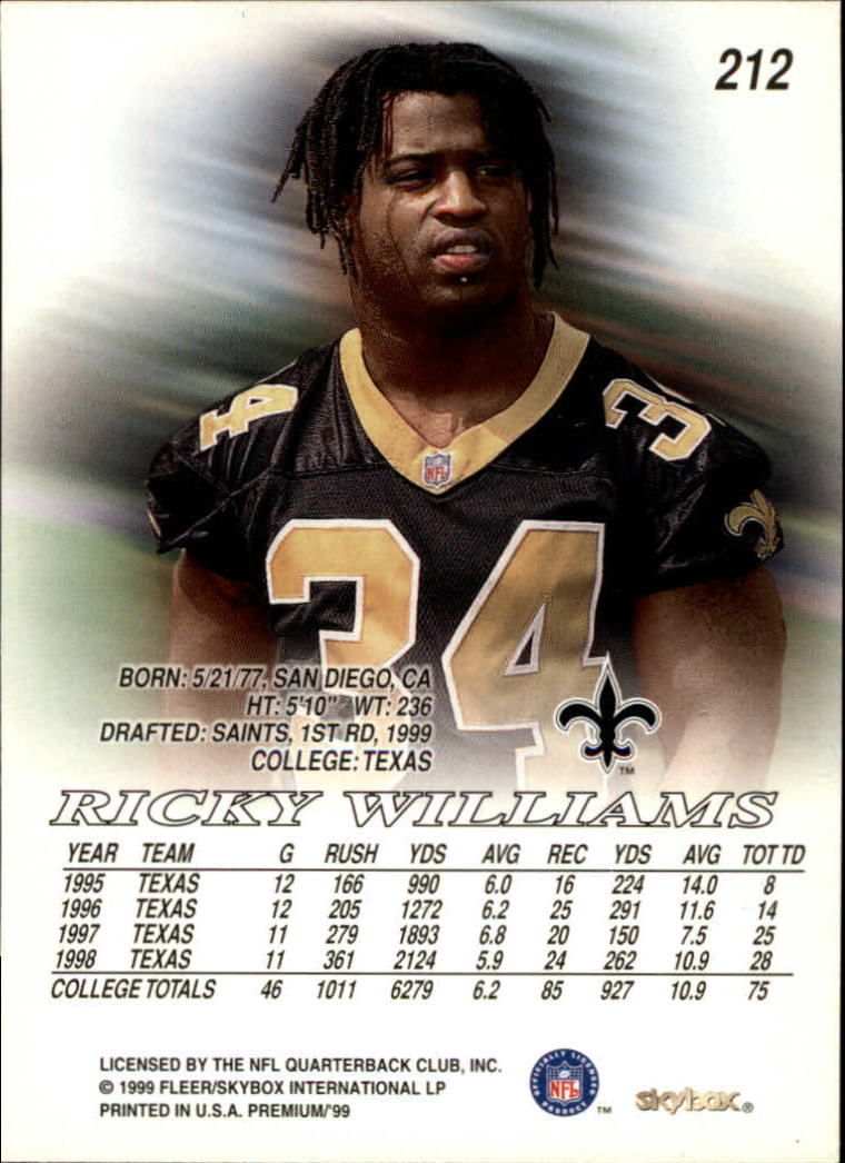 1999 Collector's Edge First Place Gold Ingot #183 Ricky Williams NM-MT New  Orleans Saints Football Trading Card