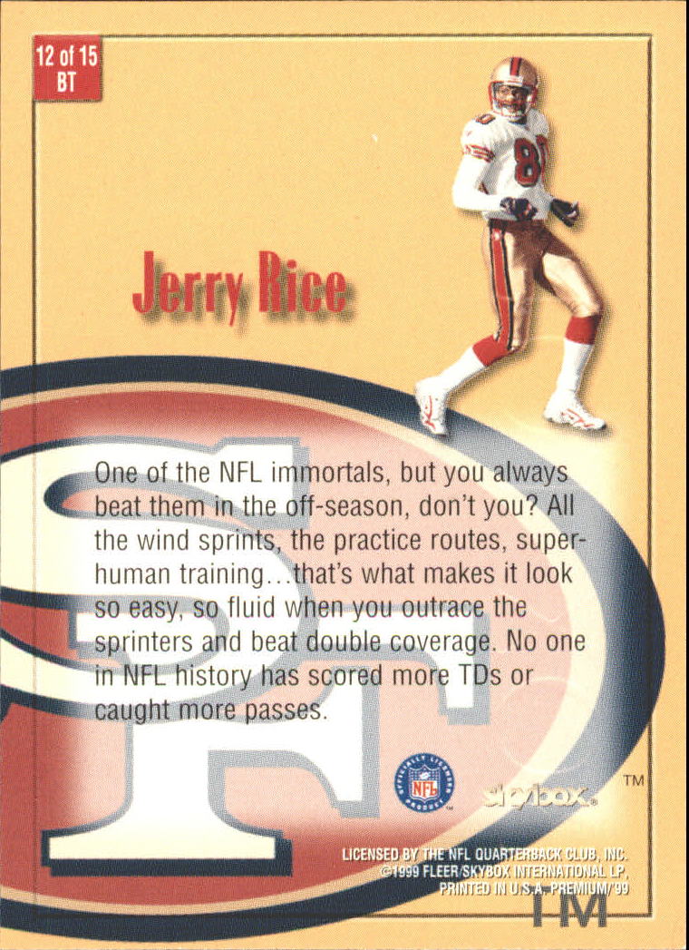 1999 SkyBox Premium Box Tops #12BT Jerry Rice back image